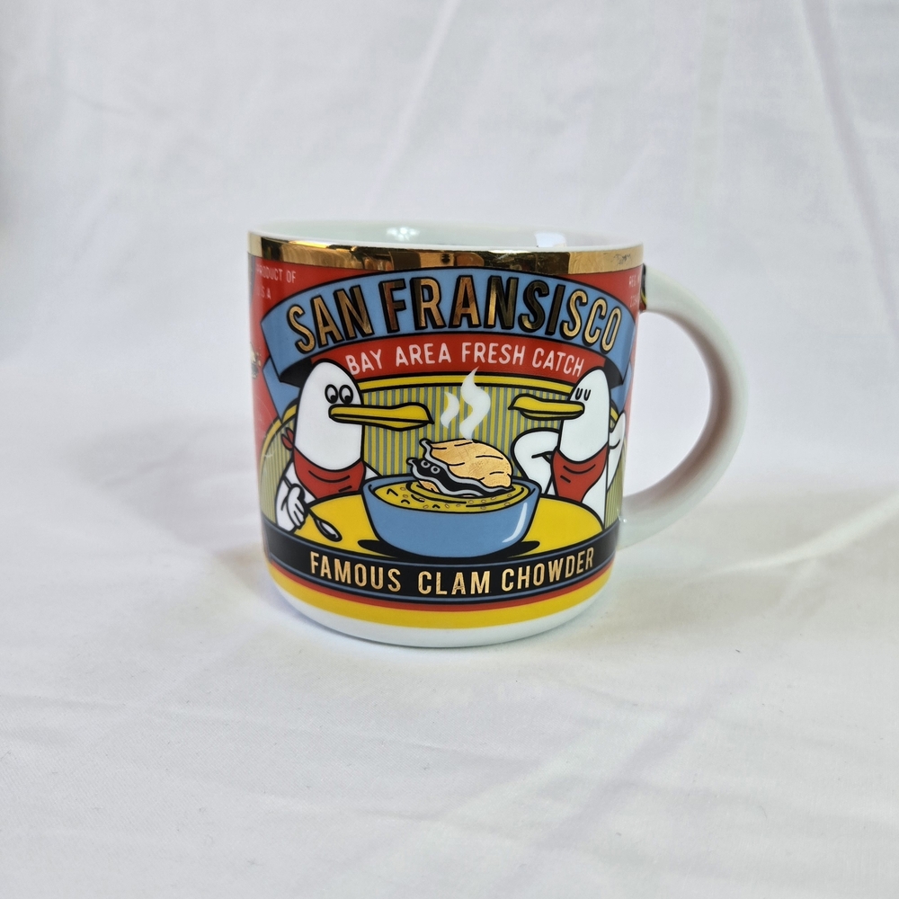 San Francisco Bay Area Fresh Catch Famous Clam Chowder Souvenir Porcelain Mug‎